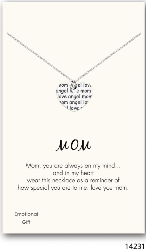 Love,angel, mom silver pendant